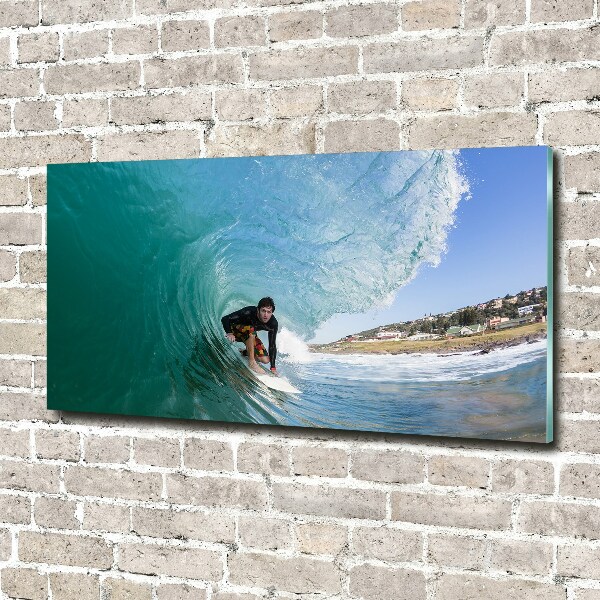 Acrylbild Fotodruck Surfer auf einer Welle