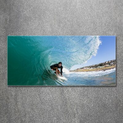 Acrylbild Fotodruck Surfer auf einer Welle