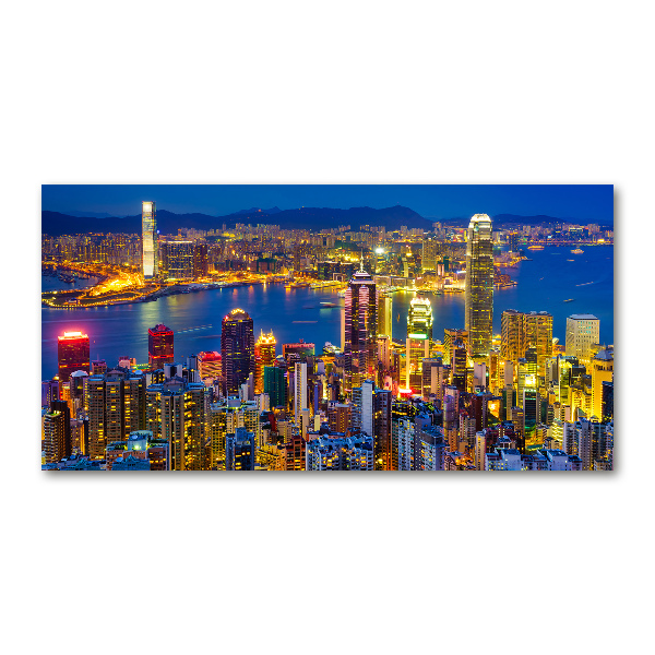 Acrylbild Fotodruck Hongkong bei Nacht