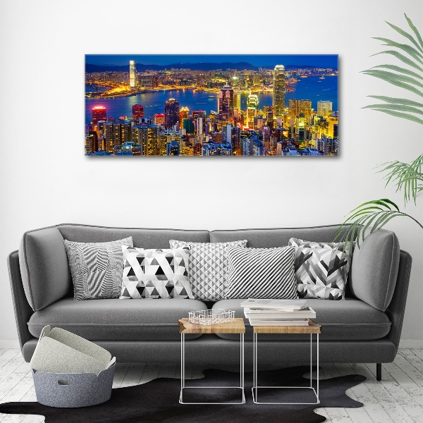 Acrylbild Fotodruck Hongkong bei Nacht