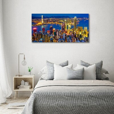 Acrylbild Fotodruck Hongkong bei Nacht