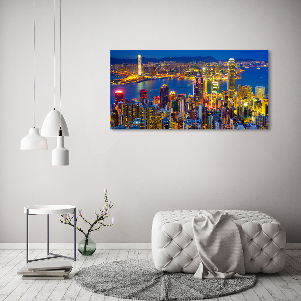 Acrylbild Fotodruck Hongkong bei Nacht