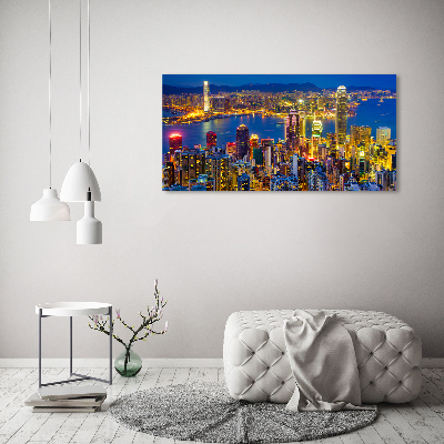 Acrylbild Fotodruck Hongkong bei Nacht
