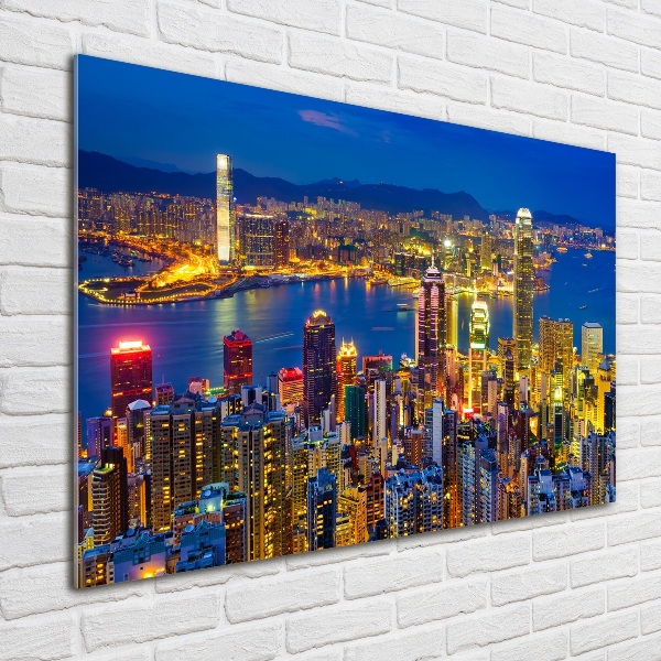 Acrylbild Fotodruck Hongkong bei Nacht