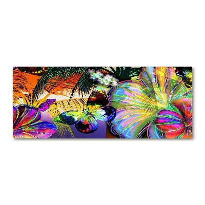 Acrylbild Fotodruck Blumen und ein Schmetterling