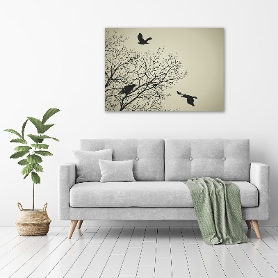 Acrylglas-Druck Krähen auf einem Baum
