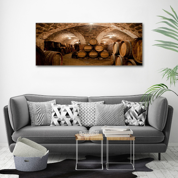 Acrylbild Fotodruck Fässer im Weinberg