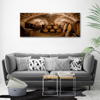 Acrylbild Fotodruck Fässer im Weinberg