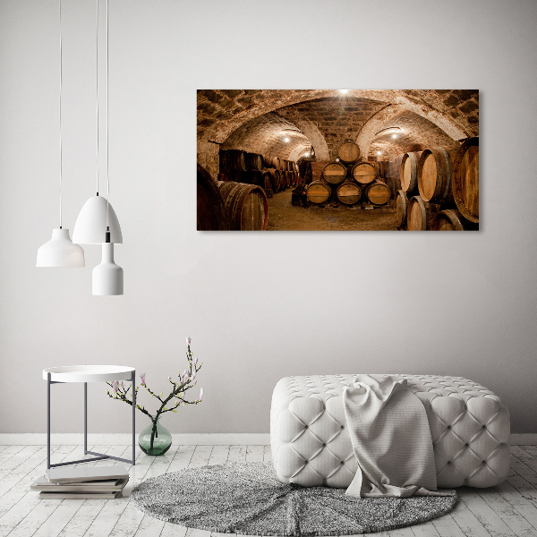 Acrylbild Fotodruck Fässer im Weinberg