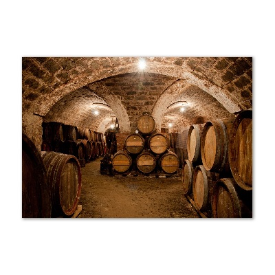 Acrylbild Fotodruck Fässer im Weinberg