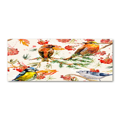 Acrylbild Fotodruck Nadelbäume und Vögel