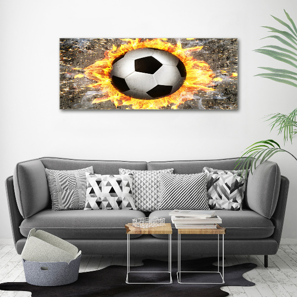 Bild auf Acrylglas Brennende Fußballsäge