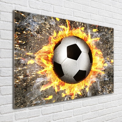 Bild auf Acrylglas Brennende Fußballsäge