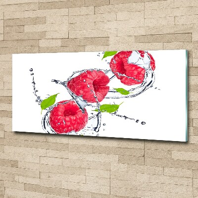 Acrylbild Fotodruck Himbeere und Wasser