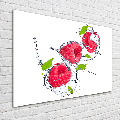 Acrylbild Fotodruck Himbeere und Wasser
