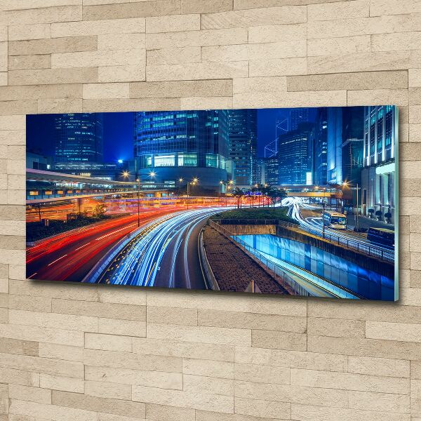 Acrylbild Fotodruck Hongkong bei Nacht