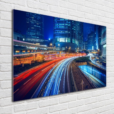 Acrylbild Fotodruck Hongkong bei Nacht