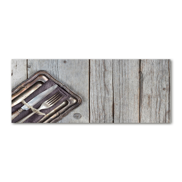 Acrylglas-Druck Besteck auf Brettern