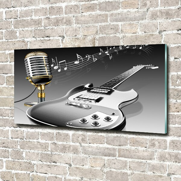 Acrylbild Fotodruck Gitarre und Mikrofon