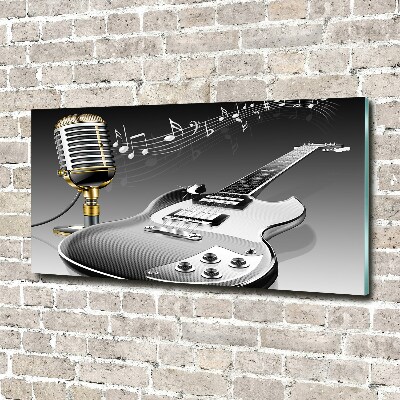 Acrylbild Fotodruck Gitarre und Mikrofon