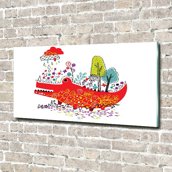 Acrylbild Fotodruck Buntes Krokodil