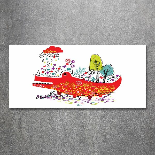 Acrylbild Fotodruck Buntes Krokodil