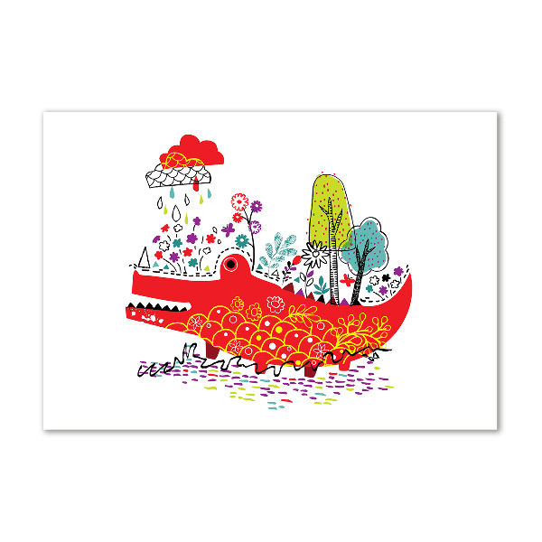 Acrylbild Fotodruck Buntes Krokodil