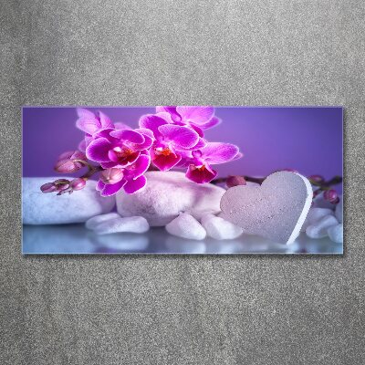 Acrylbild Fotodruck Orchidee und Herz