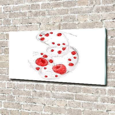 Bild auf Acrylglas Himbeeren mit Milch