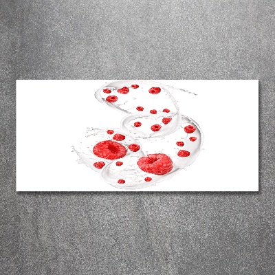 Bild auf Acrylglas Himbeeren mit Milch