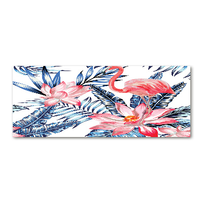 Acrylglas-Druck Flamingos und Pflanzen