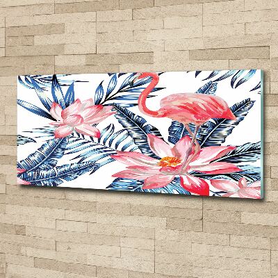 Acrylglas-Druck Flamingos und Pflanzen