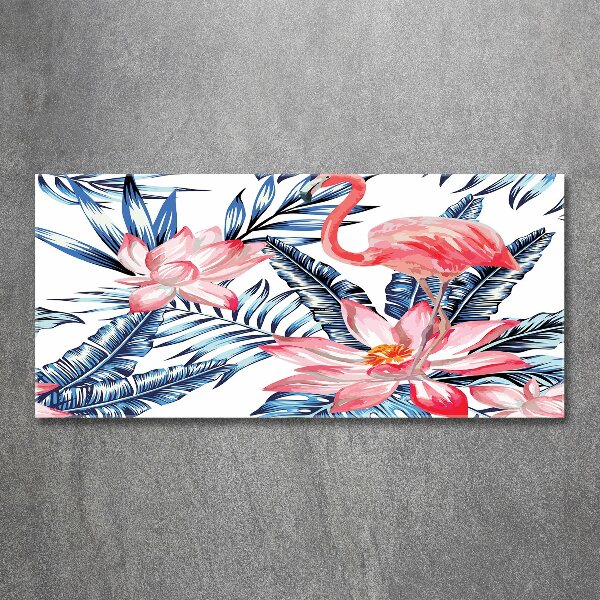 Acrylglas-Druck Flamingos und Pflanzen