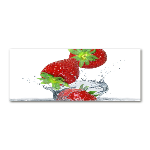 Bild auf Acrylglas Herabfallende Erdbeeren