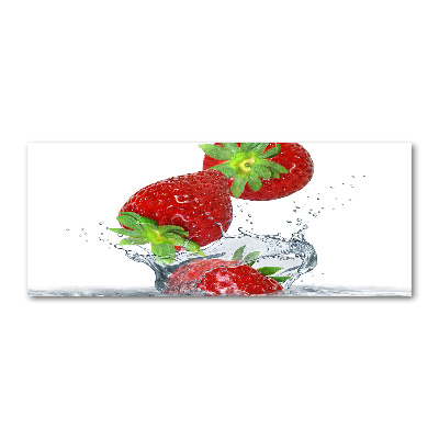 Bild auf Acrylglas Herabfallende Erdbeeren