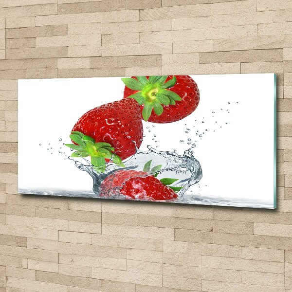 Bild auf Acrylglas Herabfallende Erdbeeren