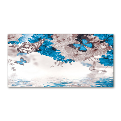 Acrylglas-Druck Blumen und Schmetterlinge