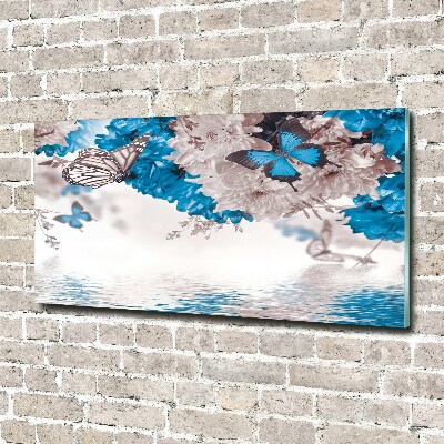 Acrylglas-Druck Blumen und Schmetterlinge