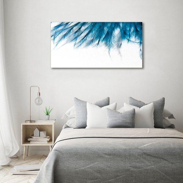 Acrylbild Fotodruck Blaue Federn
