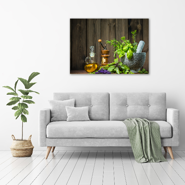 Bild auf Acrylglas Kräuter im Mörser