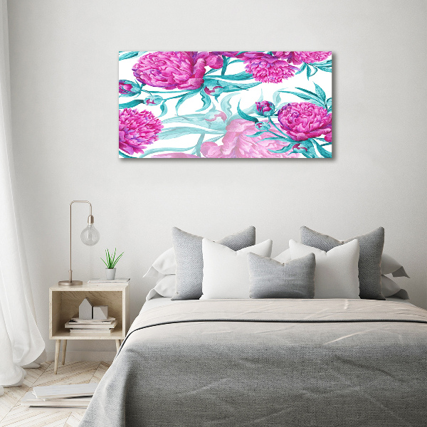 Acrylbild Fotodruck Rosa Pfingstrosen