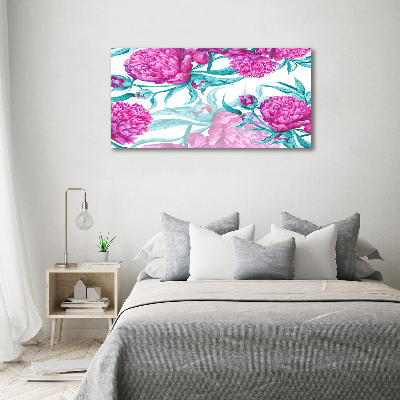 Acrylbild Fotodruck Rosa Pfingstrosen