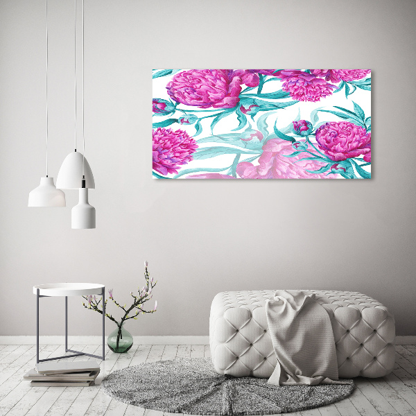 Acrylbild Fotodruck Rosa Pfingstrosen