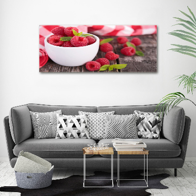 Acrylbild Fotodruck Himbeeren in einer Schüssel