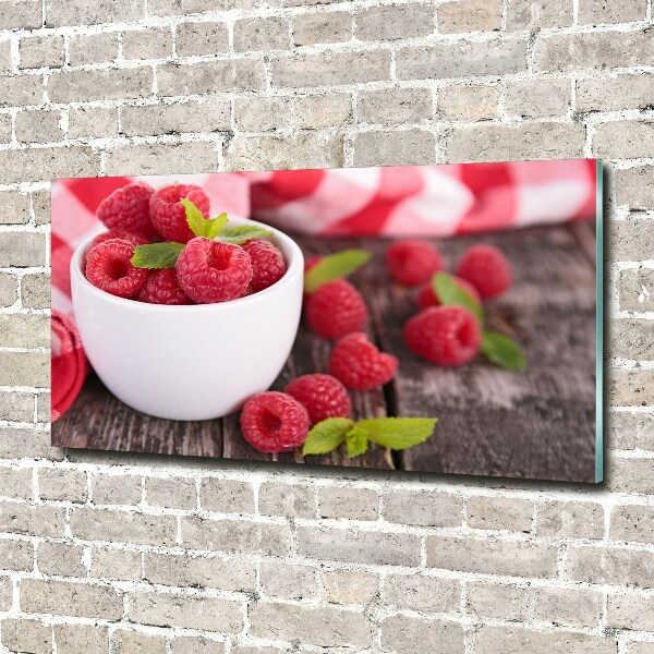 Acrylbild Fotodruck Himbeeren in einer Schüssel