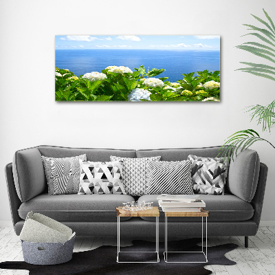 Acrylbild Fotodruck Blumen am Meer