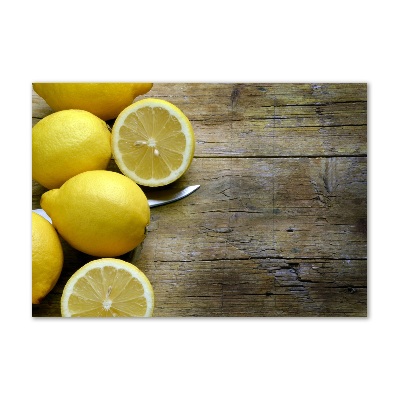 Acrylbild Fotodruck Zitronen auf Holz