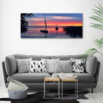Bild auf Acrylglas Segelboote bei Sonnenuntergang