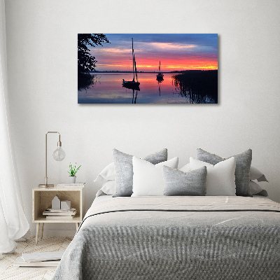 Bild auf Acrylglas Segelboote bei Sonnenuntergang