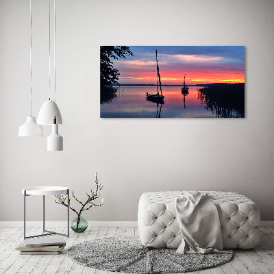 Bild auf Acrylglas Segelboote bei Sonnenuntergang